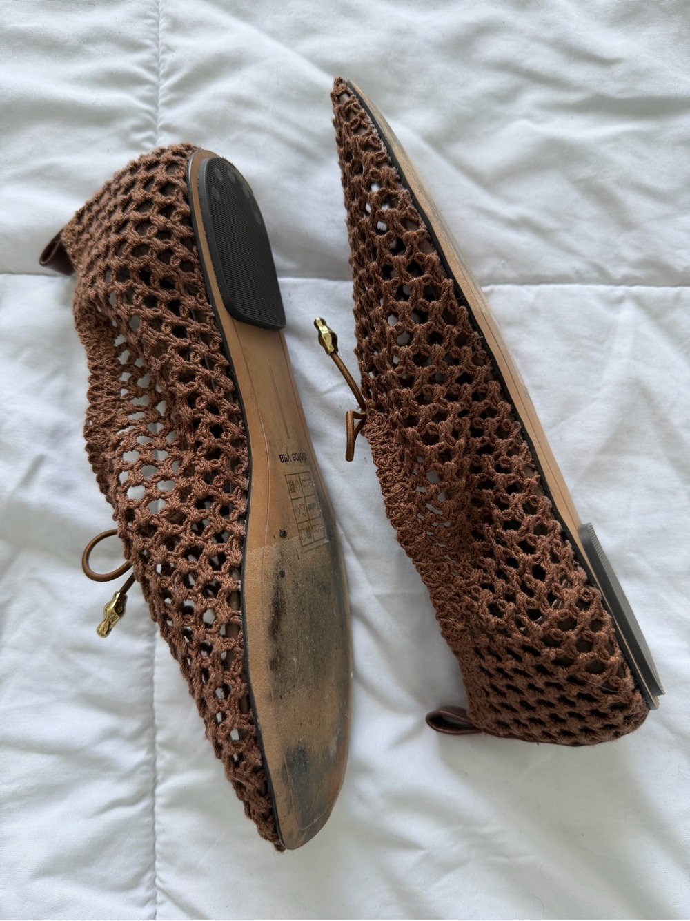 Dolce Vita Crochet Ballet Flats in Brown with Gold Bead Accents - Picture 3 of 4
